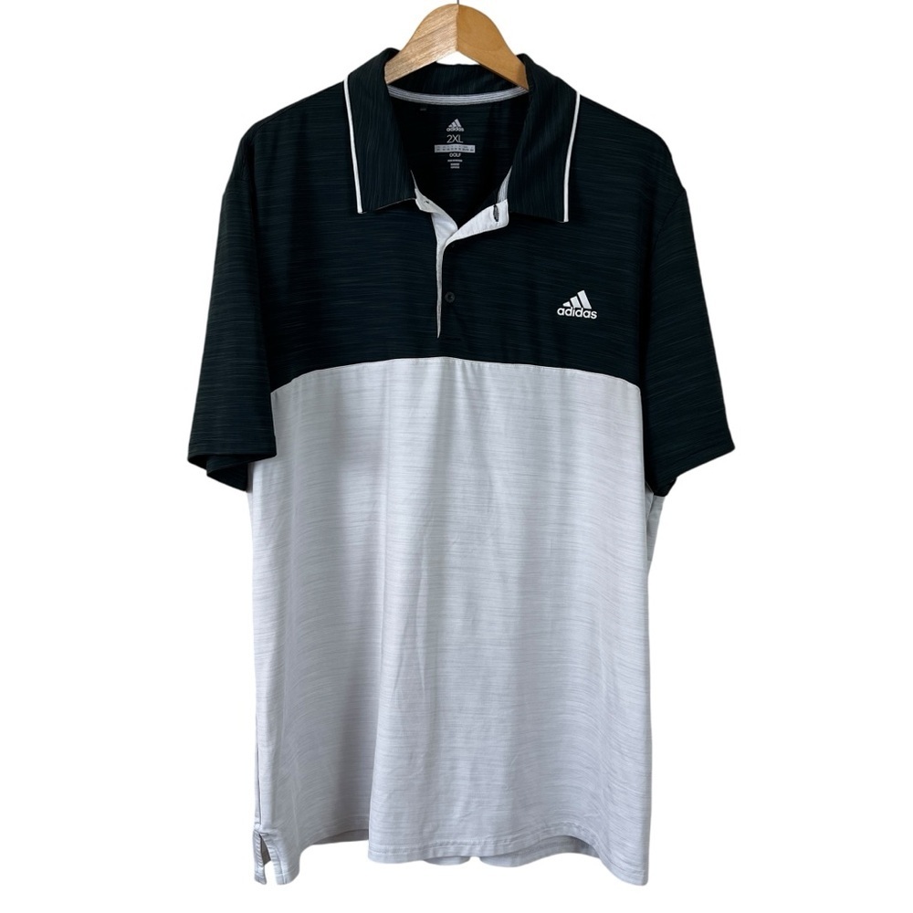 Adidas Tee T-Shirt Short Sleeves Polo Golf Blue White 2XL